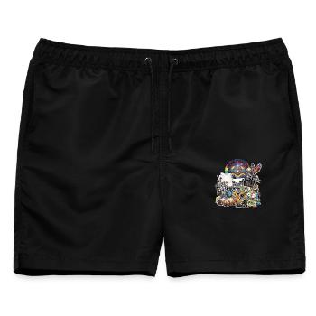 Psychedelic Rock Cosmic Space - Männer Badeshorts - Schwarz - Vorne - AI Model Male 178 light (178cm)