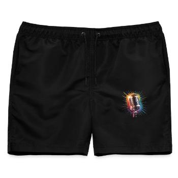 Mikrofon-Kunstdruck - Männer Badeshorts - Schwarz - Vorne - AI Model Male 178 light (178cm)