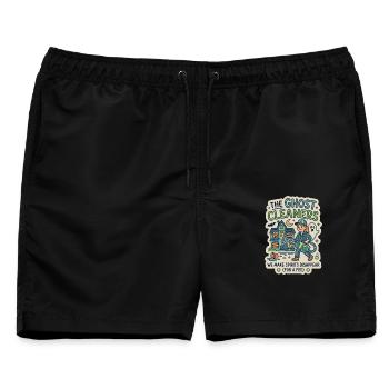 Ghost Cleaner Geisterjäger Humor - Männer Badeshorts - Schwarz - Vorne - AI Model Male 178 light (178cm)