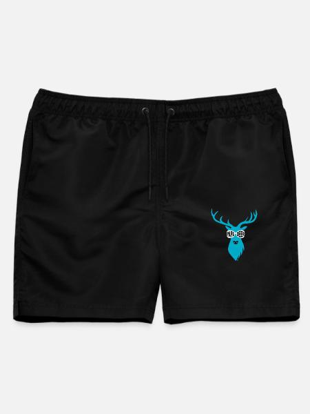 Papa-Hirsch mit Sonnenbrille - türkis - Männer Badeshorts - Schwarz