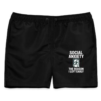 Humor für Introvertierte lustige soziale - Männer Badeshorts - Schwarz - Vorne - AI Model Male 178 light (178cm)