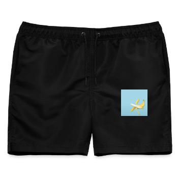 Banana Slip Funny Humor Design Minimal - Männer Badeshorts - Schwarz - Vorne - AI Model Male 178 light (178cm)