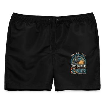 Lido Legend 6AM Club – Art Déco Freiluftschwimmen - Männer Badeshorts - Schwarz - Vorne - AI Model Male 178 light (178cm)