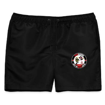 Die Antifa-Hexe – Grenzschutz - Männer Badeshorts - Schwarz - Vorne - AI Model Male 178 light (178cm)