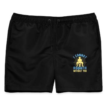 Fitness Fanatics Cannot Squat Without You - Männer Badeshorts - Schwarz - Vorne - AI Model Male 178 light (178cm)