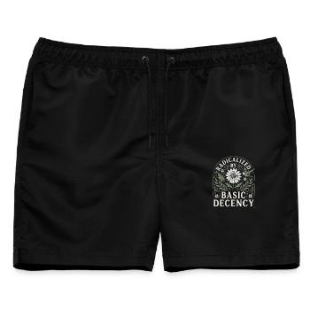 Radicalized by Basic Decency Vintage Blumen Design - Männer Badeshorts - Schwarz - Vorne - AI Model Male 178 light (178cm)
