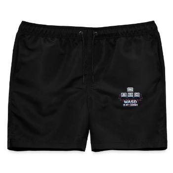 Lustiges Gaming Keyboard WASD mein Cardio Gamer - Männer Badeshorts - Schwarz - Vorne - AI Model Male 178 light (178cm)