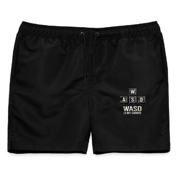 Lustiges Gaming Keyboard WASD mein Cardio Gamer - Männer Badeshorts - Schwarz - Vorne - AI Model Male 178 light (178cm)