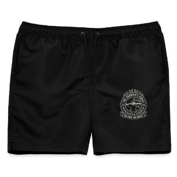 Die Hufschmiede – Kein Huf, kein Pferdehandwerk - Männer Badeshorts - Schwarz - Vorne - AI Model Male 178 light (178cm)