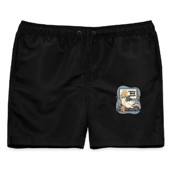 Purrfect Movie Buddy: Katzen Kino Spaß - Männer Badeshorts - Schwarz - Vorne - AI Model Male 178 light (178cm)