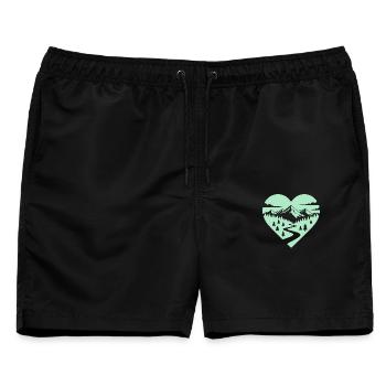Wandern im Herzen Landschaftspfad mit Bergen - Männer Badeshorts - Schwarz - Vorne - AI Model Male 178 light (178cm)