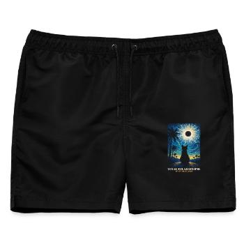 Totale Sonnenfinsternis Van Gogh Stil Spanien 2026 - Männer Badeshorts - Schwarz - Vorne - AI Model Male 178 light (178cm)