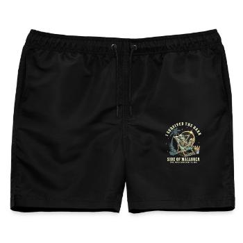 Lustiges Sonnenfinsternis Mallorca August 2026  - Männer Badeshorts - Schwarz - Vorne - AI Model Male 178 light (178cm)