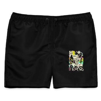 Frieden Demo Gegen Krieg - Männer Badeshorts - Schwarz - Vorne - AI Model Male 178 light (178cm)
