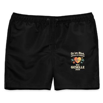 KFZ Geselle Herzwerk 2026 - Männer Badeshorts - Schwarz - Vorne - AI Model Male 178 light (178cm)