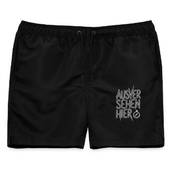 Ausversersehen Hier Kompass Typography - Männer Badeshorts - Schwarz - Vorne - AI Model Male 178 light (178cm)