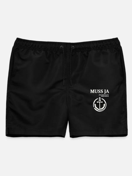 Norddeutscher Humor Spruch: Muss Ja  - Männer Badeshorts - Schwarz