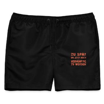 Zu spät vernünftig zu werden - Männer Badeshorts - Schwarz - Vorne - AI Model Male 178 light (178cm)