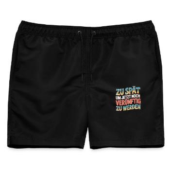 Zu spät vernünftig zu werden - Männer Badeshorts - Schwarz - Vorne - AI Model Male 178 light (178cm)