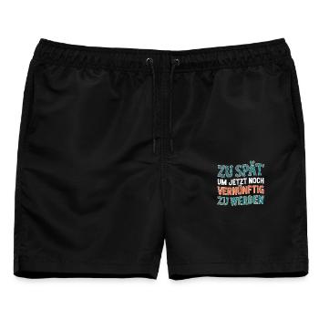 Zu spät vernünftig zu werden - Männer Badeshorts - Schwarz - Vorne - AI Model Male 178 light (178cm)
