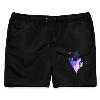 Rock Climbing Nature Watercolor Silhouette - Männer Badeshorts - Schwarz - Vorne - AI Model Male 178 light (178cm)