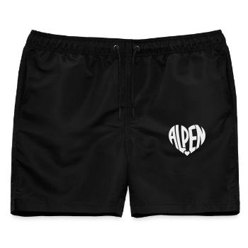 Alpen Herz-Logo - Männer Badeshorts - Schwarz - Vorne - AI Model Male 178 light (178cm)