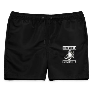 Flensburger Kneipen Experte - Männer Badeshorts - Schwarz - Vorne - AI Model Male 178 light (178cm)