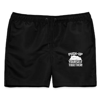 Gym Junkies Push-Up Yourself Calisthenics Fitness - Männer Badeshorts - Schwarz - Vorne - AI Model Male 178 light (178cm)