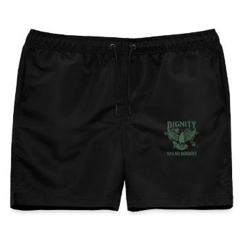 Human Rights Retro Dignity Has No Border Statement - Männer Badeshorts - Schwarz - Vorne - AI Model Male 178 light (178cm)