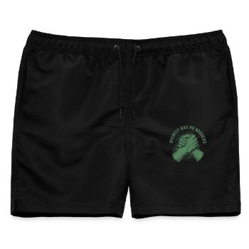 Human Rights Retro Dignity Has No Border Statement - Männer Badeshorts - Schwarz - Vorne - AI Model Male 178 light (178cm)