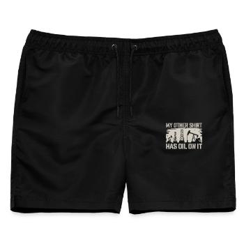 Ölarbeiter Spruch Humor My Other Shirt Has Oil On - Männer Badeshorts - Schwarz - Vorne - AI Model Male 178 light (178cm)