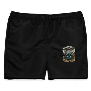 Urban Wildlife Owl - Männer Badeshorts - Schwarz - Vorne - AI Model Male 178 light (178cm)