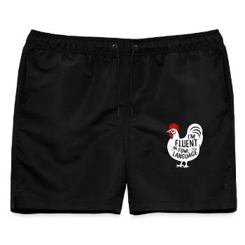 Ich spreche fließend Vogelsprache, witzig, witzig. - Männer Badeshorts - Schwarz - Vorne - AI Model Male 178 light (178cm)
