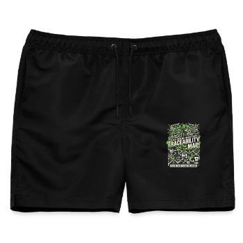 Traceability Map - Männer Badeshorts - Schwarz - Vorne - AI Model Male 178 light (178cm)
