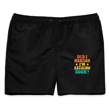 Ruhestand Bald – Witziges Statement - Männer Badeshorts - Schwarz - Vorne - AI Model Male 178 light (178cm)