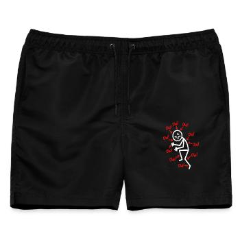 Lustige Strichmännchen mit chronischen Schmerzen Ow Humor - Männer Badeshorts - Schwarz - Vorne - AI Model Male 178 light (178cm)