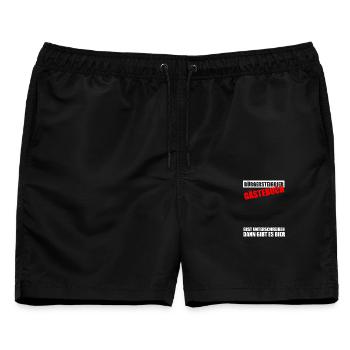 Gästebuch Bürgersteigbier Ortskontrollfahrt OKF - Männer Badeshorts - Schwarz - Vorne - AI Model Male 178 light (178cm)