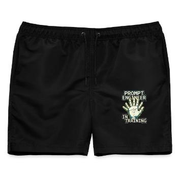 Prompt Engineer In Training - Männer Badeshorts - Schwarz - Vorne - AI Model Male 178 light (178cm)