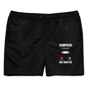 Das Trampolin ruft und ich muss seltsam springen - Männer Badeshorts - Schwarz - Vorne - AI Model Male 178 light (178cm)