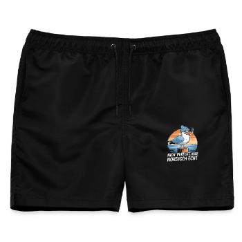  Nich Perfekt Aber Nordisch Echt Lustige Möwe Mit - Männer Badeshorts - Schwarz - Vorne - AI Model Male 178 light (178cm)
