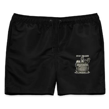 Stay Trashy Waschbär Opossum Stinktier - Männer Badeshorts - Schwarz - Vorne - AI Model Male 178 light (178cm)