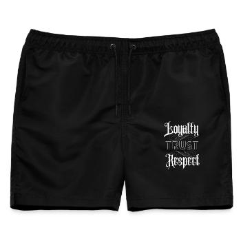 Loyalty Trust Respect - Lettering - Männer Badeshorts - Schwarz - Vorne - AI Model Male 178 light (178cm)
