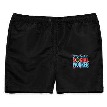 Social Worker Quote Psychiatric Social Work - Männer Badeshorts - Schwarz - Vorne - AI Model Male 178 light (178cm)