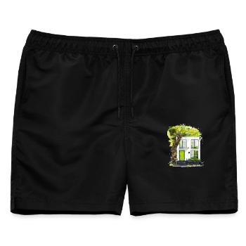 Ausweitung – Skizze der modernen Öko-Architektur - Männer Badeshorts - Schwarz - Vorne - AI Model Male 178 light (178cm)