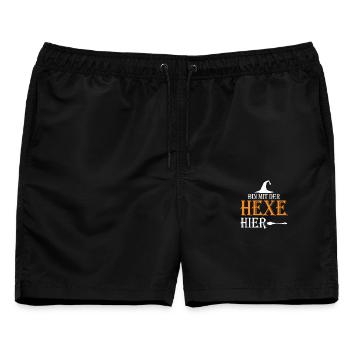 Bin mit der Hexe her - Männer Badeshorts - Schwarz - Vorne - AI Model Male 178 light (178cm)