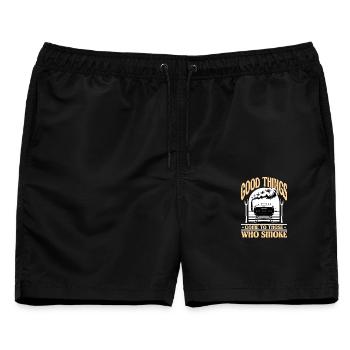 BBQ Grilling Meat Smoking Barbecue - Männer Badeshorts - Schwarz - Vorne - AI Model Male 178 light (178cm)
