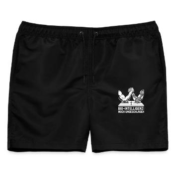 Bio Intelligenz noch ungeschlagen. - Männer Badeshorts - Schwarz - Vorne - AI Model Male 178 light (178cm)