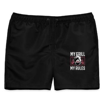 BBQ Grilling Meat Smoking Barbecue - Männer Badeshorts - Schwarz - Vorne - AI Model Male 178 light (178cm)