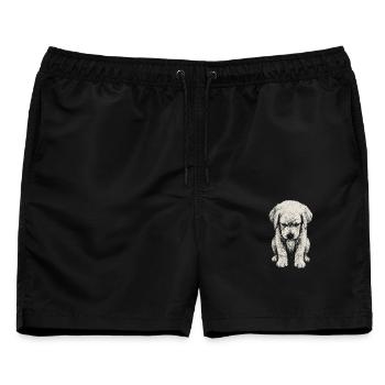 Trauriger Welpe Labrador Hund Süß Niedlich Kunst - Männer Badeshorts - Schwarz - Vorne - AI Model Male 178 light (178cm)