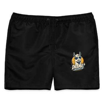 Drama No Prob Llama Humor - Männer Badeshorts - Schwarz - Vorne - AI Model Male 178 light (178cm)